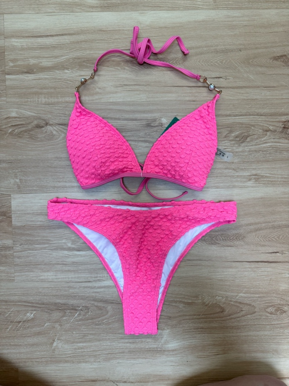 Textured Hot Pink Bikini Set